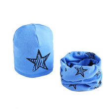 Load image into Gallery viewer, New Fashion Baby Cap Set Cartoon Owl Stars Baby Head Cover Spring Warm Neck Collar Kids Beanies Sets Cotton Children Hats Scarf