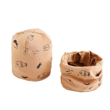 Load image into Gallery viewer, New Fashion Baby Cap Set Cartoon Owl Stars Baby Head Cover Spring Warm Neck Collar Kids Beanies Sets Cotton Children Hats Scarf
