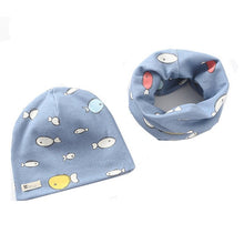 Load image into Gallery viewer, New Fashion Baby Cap Set Cartoon Owl Stars Baby Head Cover Spring Warm Neck Collar Kids Beanies Sets Cotton Children Hats Scarf