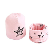 Load image into Gallery viewer, New Fashion Baby Cap Set Cartoon Owl Stars Baby Head Cover Spring Warm Neck Collar Kids Beanies Sets Cotton Children Hats Scarf
