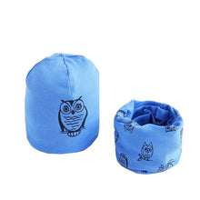 Load image into Gallery viewer, New Fashion Baby Cap Set Cartoon Owl Stars Baby Head Cover Spring Warm Neck Collar Kids Beanies Sets Cotton Children Hats Scarf
