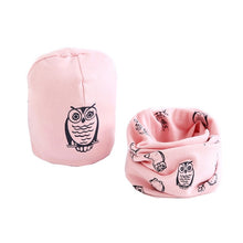 Load image into Gallery viewer, New Fashion Baby Cap Set Cartoon Owl Stars Baby Head Cover Spring Warm Neck Collar Kids Beanies Sets Cotton Children Hats Scarf
