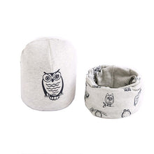 Load image into Gallery viewer, New Fashion Baby Cap Set Cartoon Owl Stars Baby Head Cover Spring Warm Neck Collar Kids Beanies Sets Cotton Children Hats Scarf
