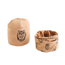 Load image into Gallery viewer, New Fashion Baby Cap Set Cartoon Owl Stars Baby Head Cover Spring Warm Neck Collar Kids Beanies Sets Cotton Children Hats Scarf
